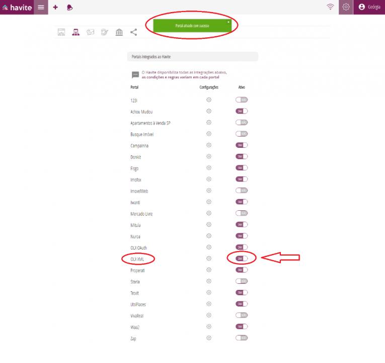 Como ativar a integração do portal OLX